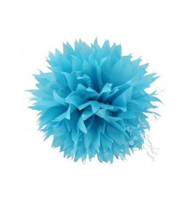 Pompon papier de soie fleur turquoise