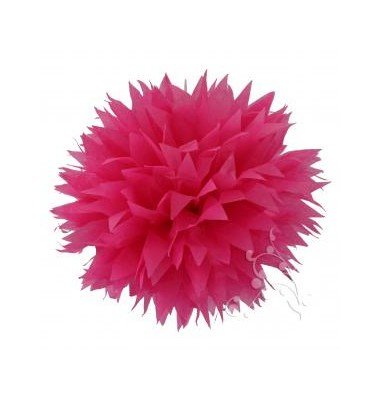 Pompon papier de soie fleur fuschia
