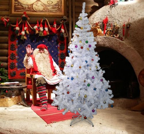 Sapin artificiel arbre de Noël blanc 180cm avec...