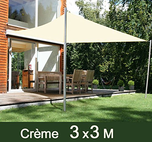 Voile D'ombrage carré 3x3m Parasol toile solair...