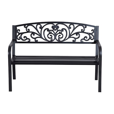 Banc de jardin terrasse en acier fonte noir 3 p...
