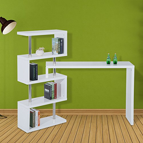Homcom Table haut de bar bureau/bibliothèque pivotant à multi-angle MDF tube en acier inoxydable 198L x 39l x 164Hcm blanc 07WT code EAN 3662970011874 