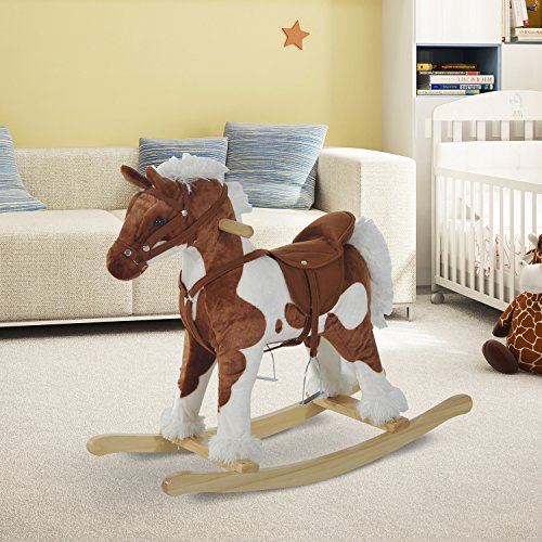 Cheval Animal à Bascule Sonore Avec Selle et Br...