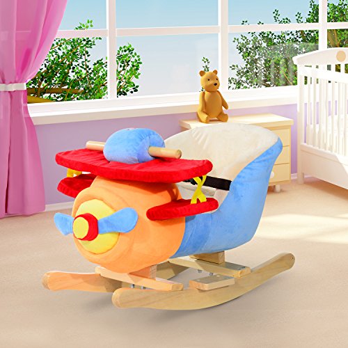 Cheval Avion à bascule Musical avec Ceinture de...