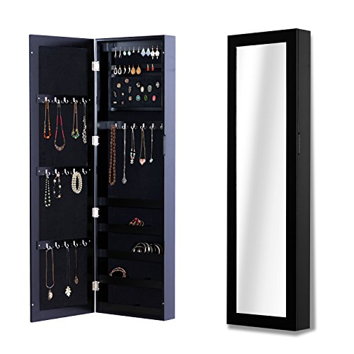 Armoire à bijoux rangement avec miroir murale h...