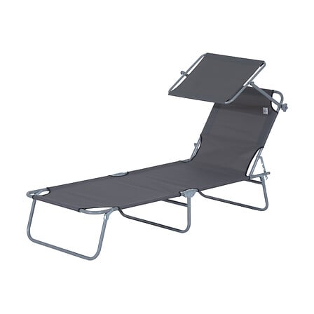 OUTSUNNY Transat bain de soleil pliable grand c...