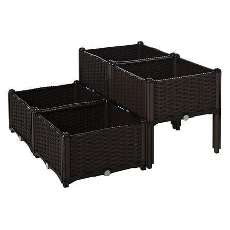 OUTSUNNY Jardinière sur pieds carré potager 2 étages dim. 80L x 80l x  ... code EAN 3662970076477 