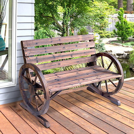 Banc de jardin 3 places style rustique chic acc...