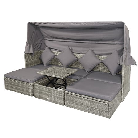 OUTSUNNY Lit canapé de jardin modulable grand c...