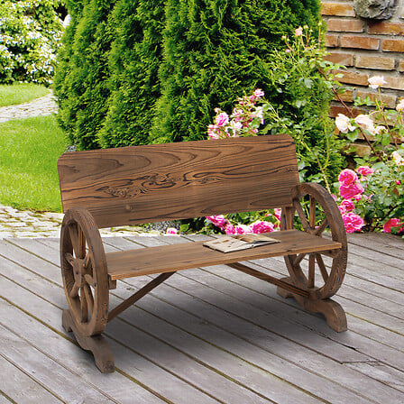 Banc de jardin 3 places style rustique chic acc...