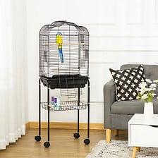 PawHut Cage à oiseaux volière amovible sur roul...
