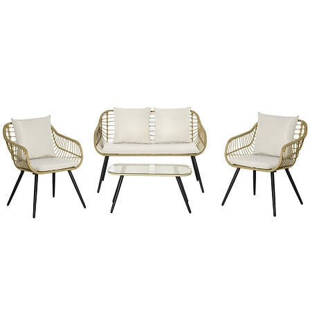 Salon de jardin 4 pers. 4 pièces style exotique...