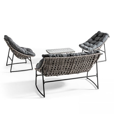 OVIALA Salon de jardin 4 places en métal et résine gris code EAN 3663095021304 