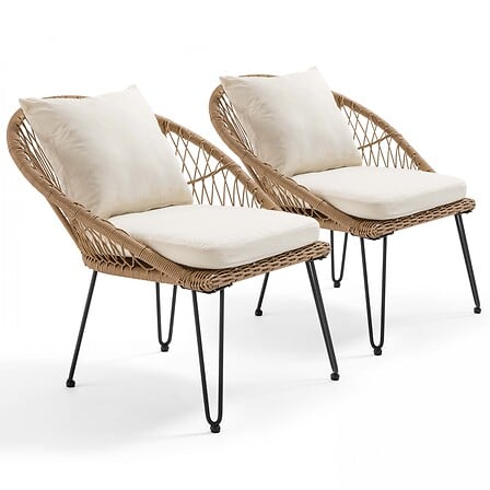 Lot de 2 fauteuils de jardin en résine tressée
