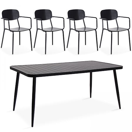 Ensemble table rectangulaire et 4 fauteuils en ...
