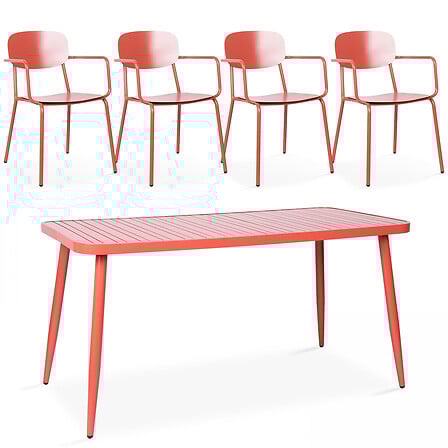 Ensemble table rectangulaire et 4 fauteuils en ...