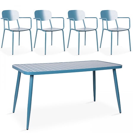 Ensemble table rectangulaire et 4 fauteuils en ...