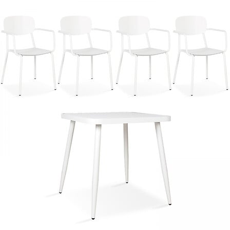 Ensemble table de jardin et 4 fauteuils en alum...
