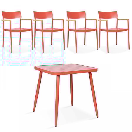 Ensemble table de jardin et 4 fauteuil en alumi...