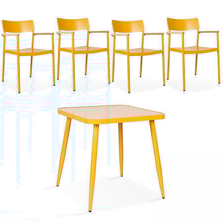 Ensemble table de jardin et 4 fauteuil aluminiu...