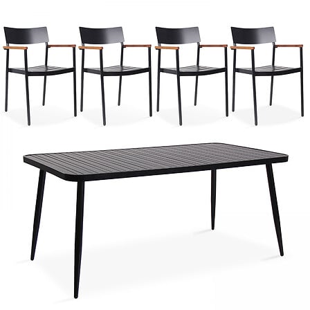 Ensemble table rectangulaire et 4 fauteuils en ...