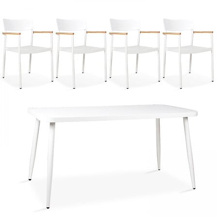 Ensemble table rectangulaire et 4 fauteuils en ...