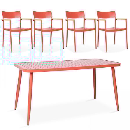 Ensemble table rectangulaire et 4 fauteuils en ...