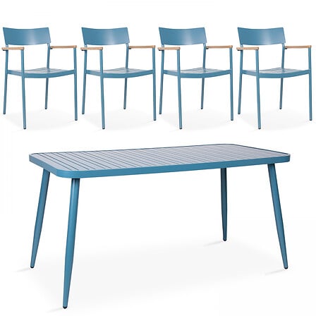 Ensemble table rectangulaire et 4 fauteuils en ...