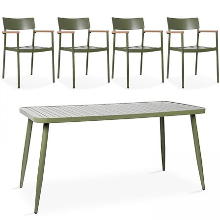 Ensemble table rectangulaire et 4 fauteuils en ...