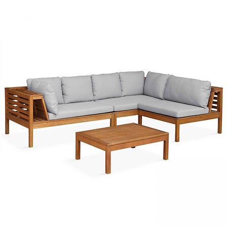 Salon de jardin bas  2 canapés, 1 fauteuil et u...