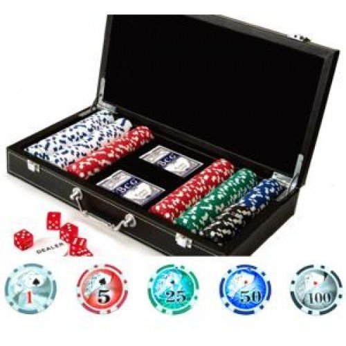 Jouetprive-Coffret de Poker cuir Laser Las Vega...