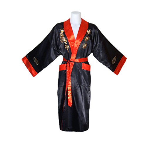 Kimono japonais homme réversible noir et rouge ...