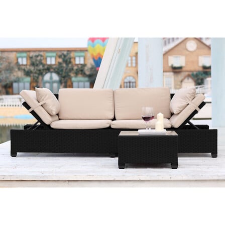 CONCEPT USINE Salon de Jardin Corfou Résine tre...