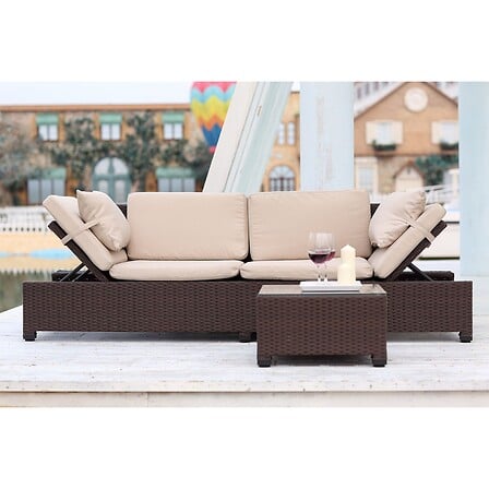 CONCEPT USINE Salon de Jardin Corfou Résine tre...