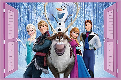 Stickersnews - Sticker enfant fenêtre Frozen La...