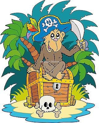 Stickersnews - Sticker enfant Singe Pirate haut...