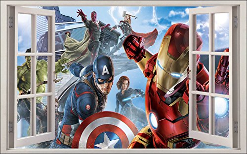 StickersNews Stickersnews - Sticker enfant fenêtre Avengers réf 1061 Dimensions - 80x50cm code EAN 3663439953346 