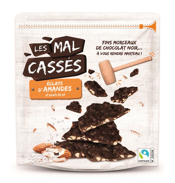 Les Mal Cassés FINS MORCEAUX DE CHOCOLAT NOIR ÉCLATS D'AMANDES Les Mal Cassés code EAN 3663458005163 