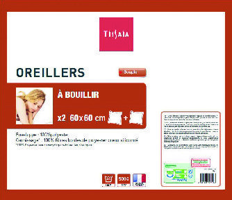 LOT DE 2 OREILLERS À BOUILLIR 60 X 60 CM