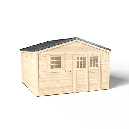 Abri en bois brut 28mm SHELTY 15,4m² utile
