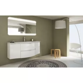  Meuble sous vasque blanc Vague 138 cm + complément gauche et droit + plan vasque en résine code EAN 3663602174707 