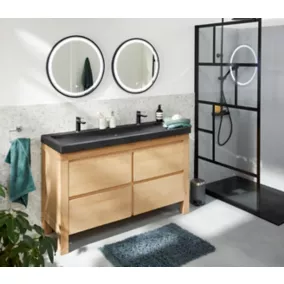  Meuble sous vasque à poser Harmon chêne massif 140 cm + plan vasque en résine noir code EAN 3663602399605 