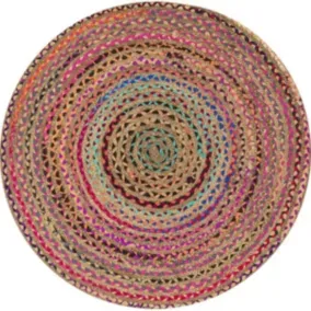  Tapis jute tissu recyclé multicouleur Deko & Co ⌀90cm code EAN 3663655041957 