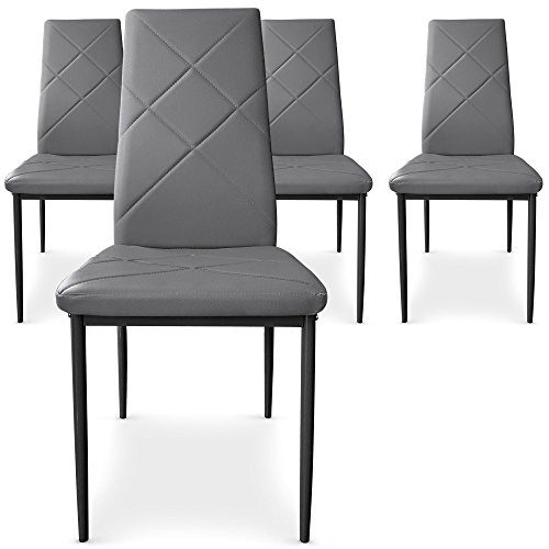 Intense Déco - Lot de 4 chaises Paule Gris
