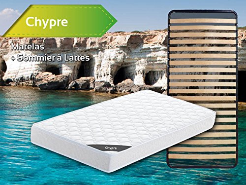 Chypre - Pack Matelas + Lattes 90x200