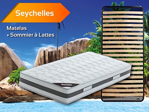 Seychelles - Pack Matelas + Lattes 90x200