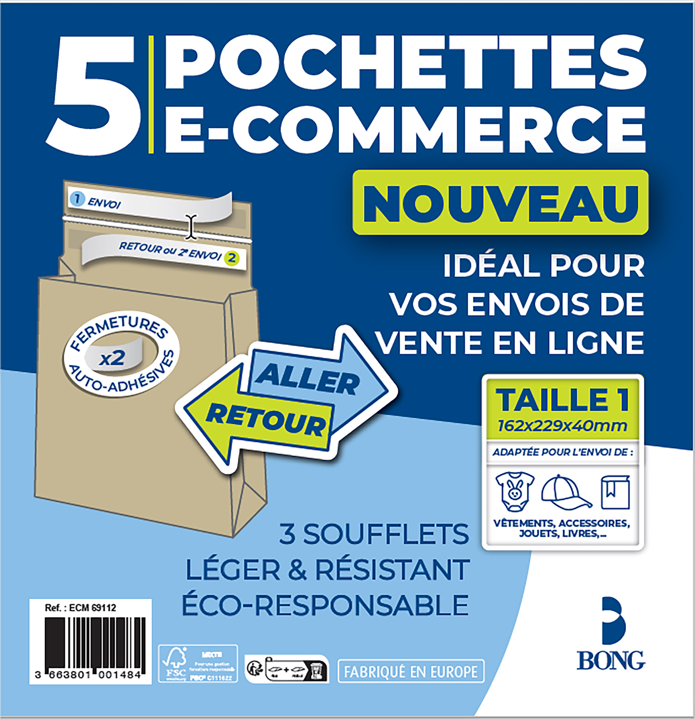  POCHETTES KRAFT
E-COMMERCE code EAN 3663801001484 