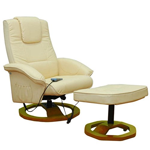 WeeklyDeal Fauteuil massant et chauffant beige avec repose-pieds TILD Confort+ 3663872000607 (3663872000607)