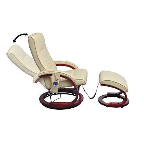 WeeklyDeal Fauteuil massant inclinable avec repose-pieds Blanc crème BALI 3663872000614 (3663872000614)