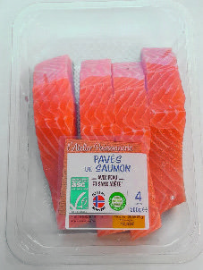  4 PAVÉS DE SAUMON ASC AVEC PEAU ET SANS ARÊTE “ L’ATELIER POISSONNERIE“** code EAN 3664335050405 